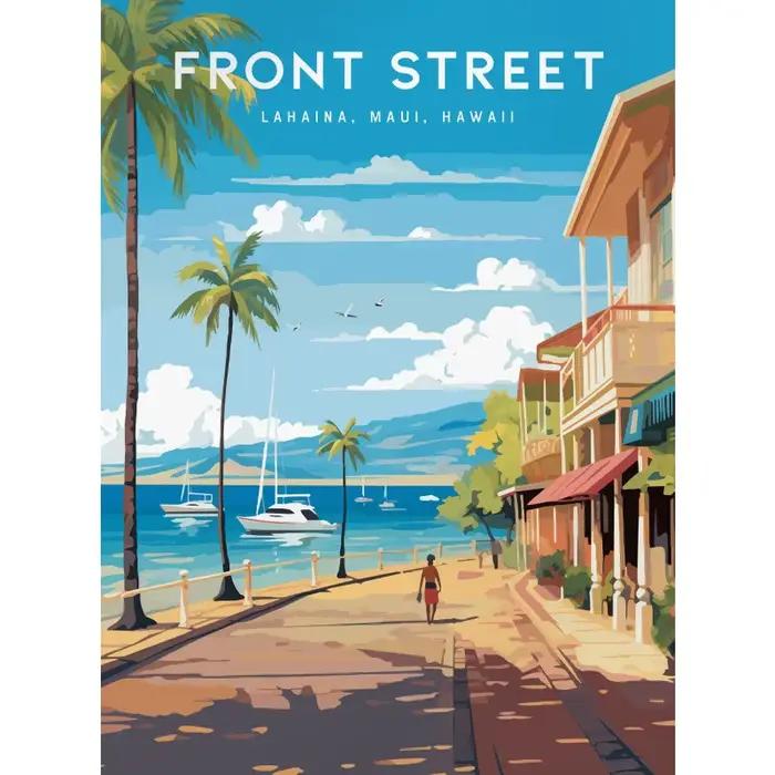 Affiche de paysage naturel Vintage Hawaii Lahaina, voyage, montagne, plage, peinture sur toile, imag