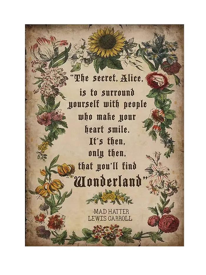 Affiches avec citation inspirante Alice au pays des merveilles, imprimés, peinture sur toile, dessin
