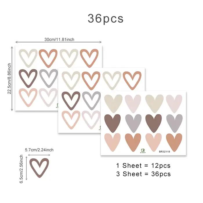 Autocollants muraux en forme de cœur, 36 pièces, Style bohème, tendance, pour salon, chambre d'enfan