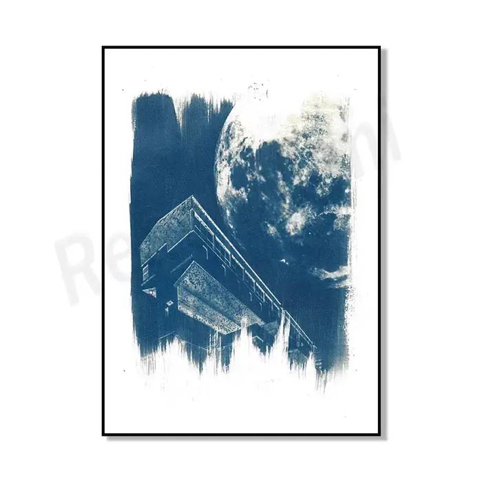 Affiche imprimée sur toile cyanotype, la beauté du brutalisme, centre-ville cumbernauld, affiche arc