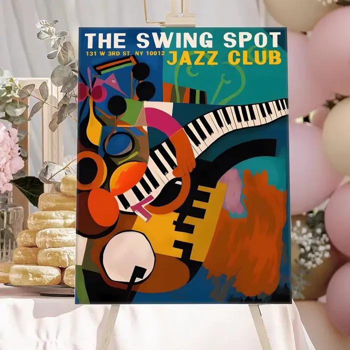 Affiche vintage du festival de musique jazz suisse, art mural esthétique en PVC HD, imperméable et r