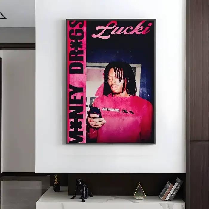Affiche de rappeur WAKE UP LUCKI, art HD, mur collant, imperméable, décoration esthétique pour la ma