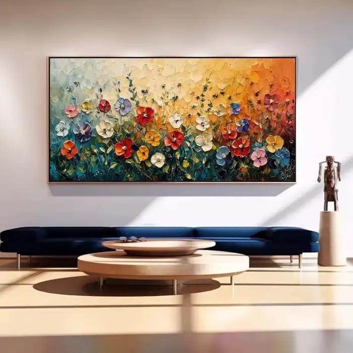 Affiche de plantes florales de printemps, paysage de jardin romantique, peintures d'art, marguerite 