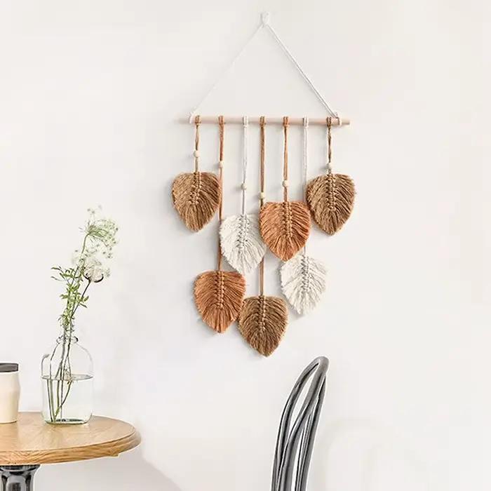 Tapisserie murale en macramé avec cuir chevelu tissé, décoration de chambre bohème, décoration de ma