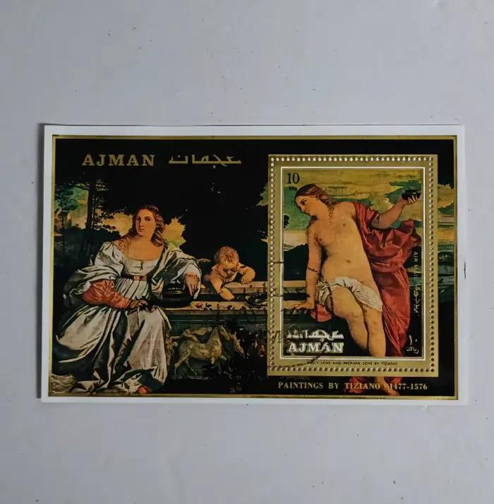 Peintures de tiziano1477-1576 Ajman, collection de timbres-poste miniatures sur feuille