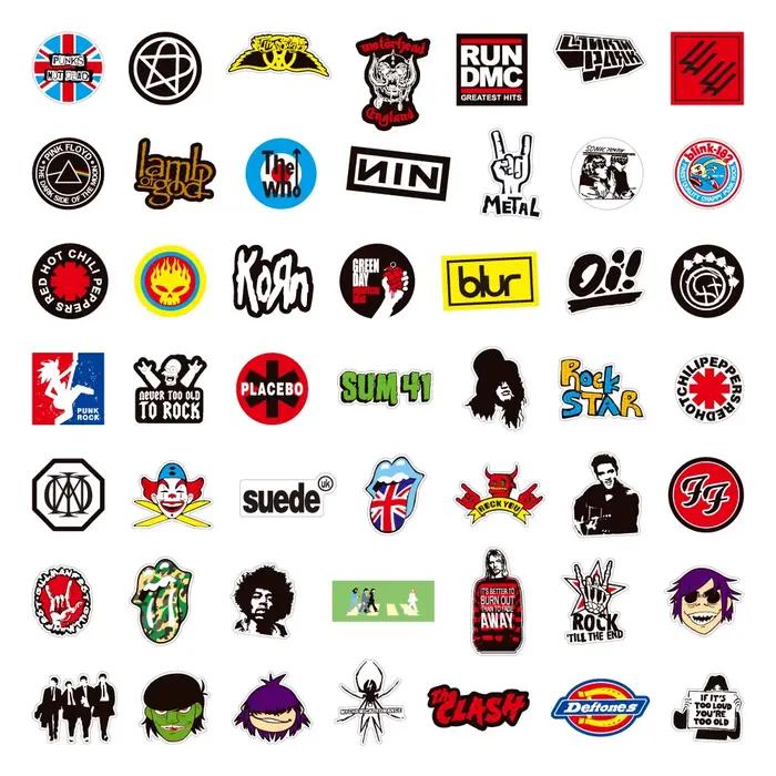 100 autocollants de groupe de rock and roll, autocollants punk graffiti pour ordinateur portable, gu