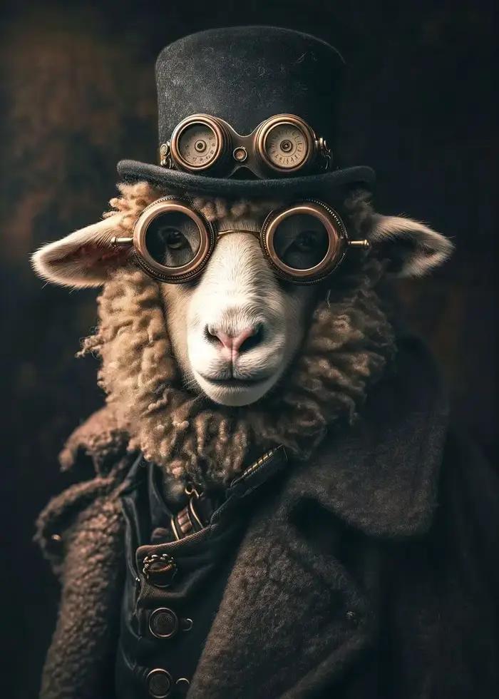 Affiches imprimées sur toile avec Portrait d'animaux Steampunk, images rétro, peinture murale d'art 