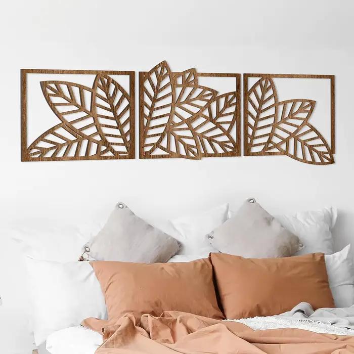 Décoration murale en bois, 3 pièces, style bohème, abstrait, feuille de palmier tropicale, décoratio