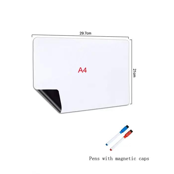 Tableau magnétique effaçable à sec A3 + A4, marqueurs pour réfrigérateur, feuille de tableau blanc, 