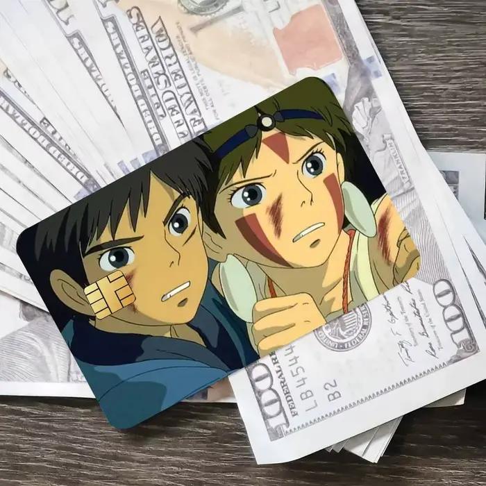 Affiche d'anime p-princesse m-mononoke, couverture de peau de crédit, autocollants de carte, Film Bu