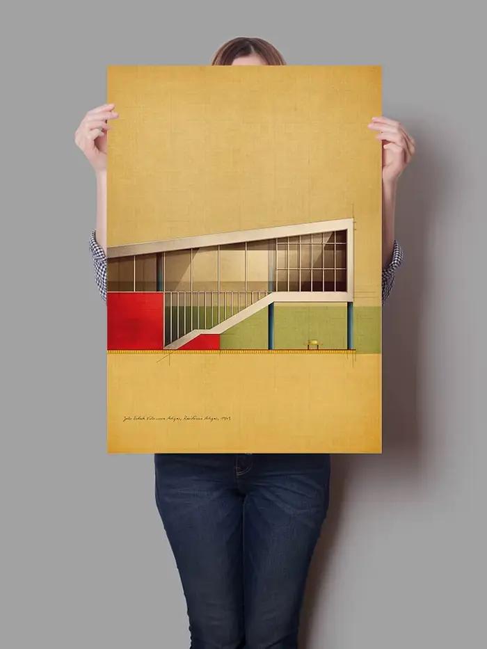 Affiche sur toile João Batista Vilanova Artigas, impression architecturale de la villa inclinée de A