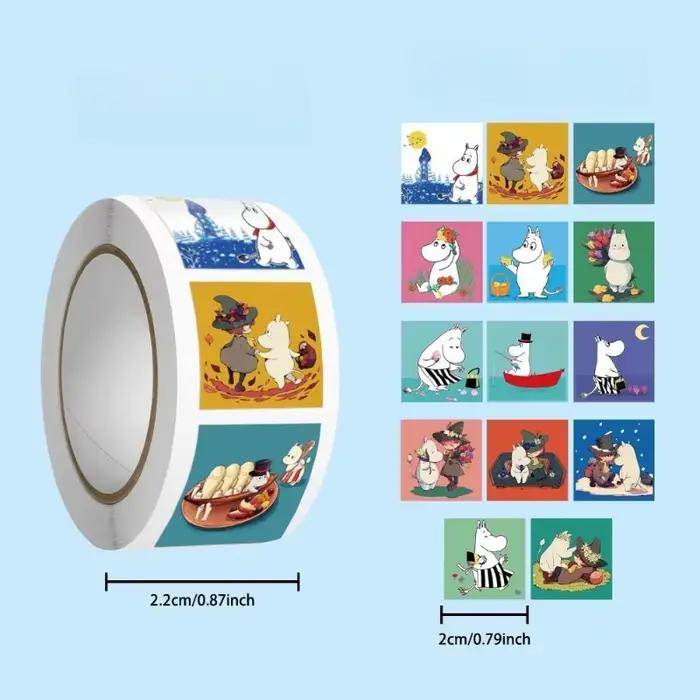 Autocollants Kawaii Anime Moomins Série 500 Pièces Personnages de Dessins Animés Mignons Créativité 