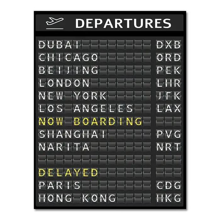 Affiches et imprimés de tableau de destin de carte d'airport, citation de planche de voyage, peintur