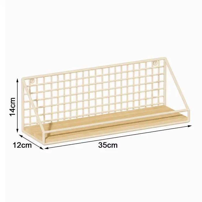 Étagère murale en métal et bois, grille ouverte, multi-niveaux, support de rangement mural, style mi