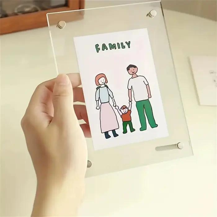 Cadre Photo en acrylique Table 6 pouces Double face cristal Transparent Ins carte postale présentoir
