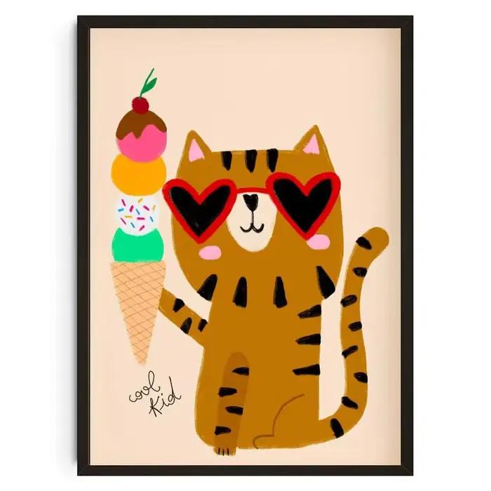 Affiche d'animaux imprimés de lapins floraux nordiques, ours Cool, oie, Art mural, lapin fantaisiste