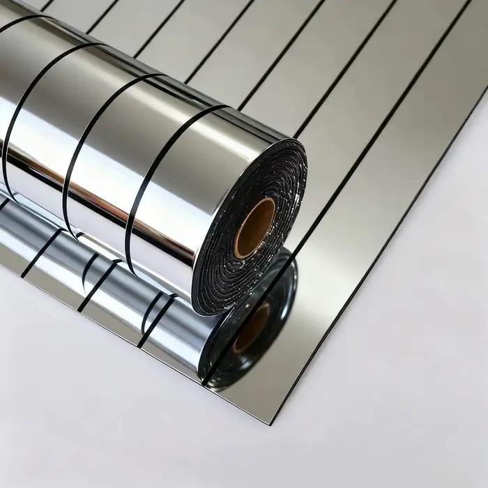 Papier peint auto-adhésif en PVC, matériau réfléchissant le miroir, Texture vinyle, matériau Durable