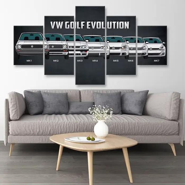 Vintage 5 panneaux toile Art chaud VW Bus voiture de Sport classique affiche peinture salon mur phot
