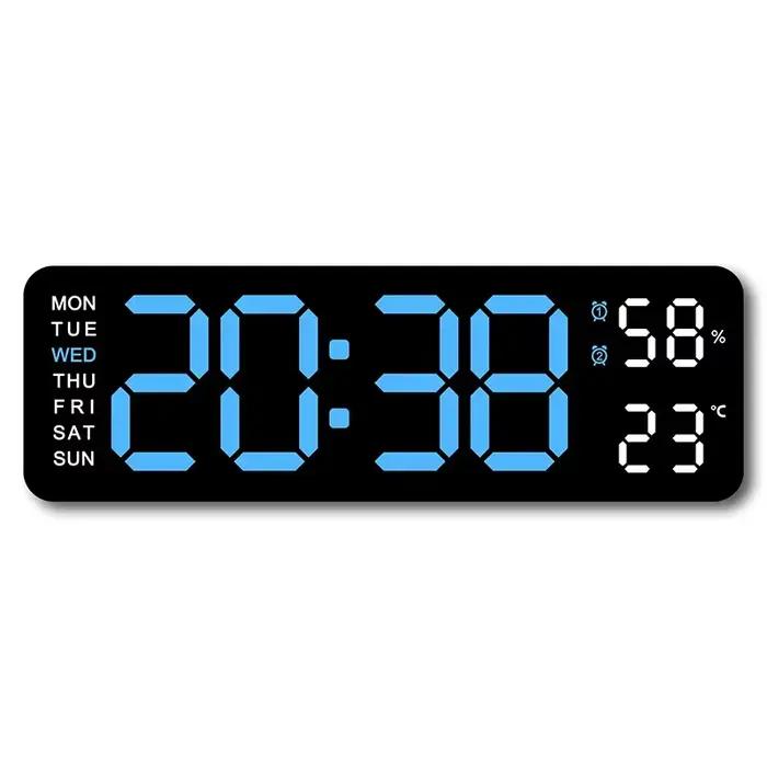 Grande horloge murale numérique de 9 pouces, alimentée par USB, température et humidité, variateur a