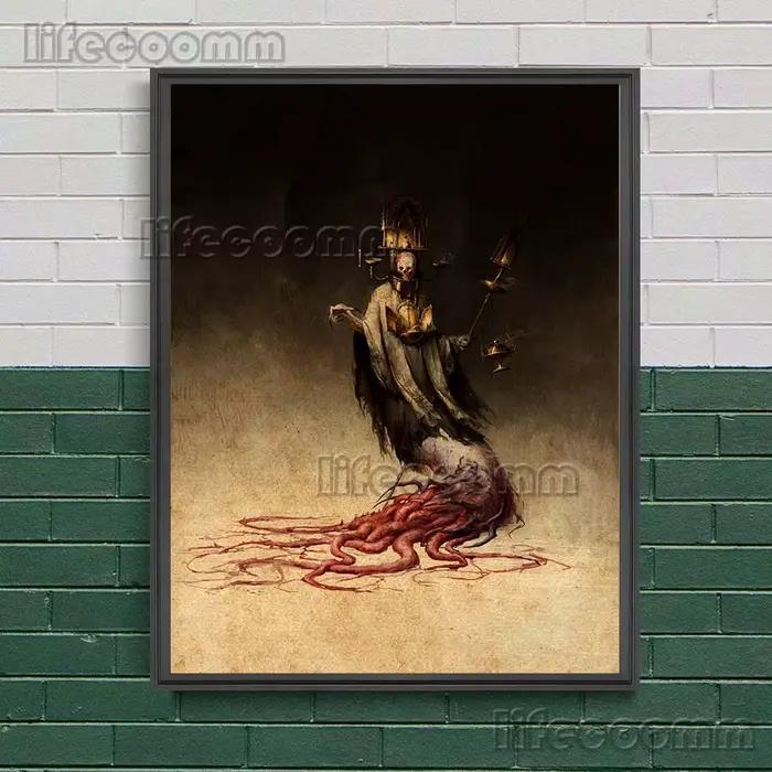 Affiche et imprimés d'art de personnage fantôme de l'enfer, esprit maléfique, sorcière, peinture sur