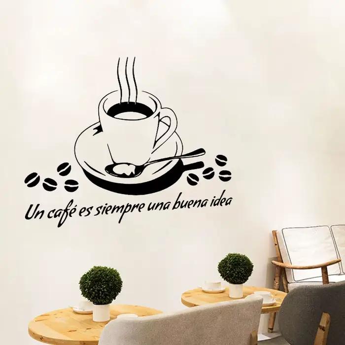 Autocollants muraux espagnols « Un café est toujours une bonne idée », décoration pour salon, restau