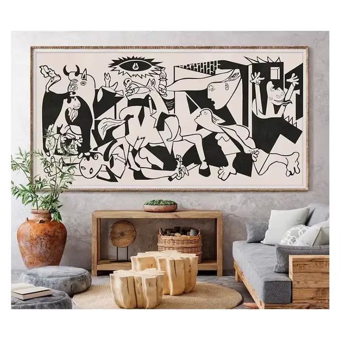 Art moderne Boho du milieu du siècle, Art mural supplémentaire, peinture Guernica, décor de salon, œ