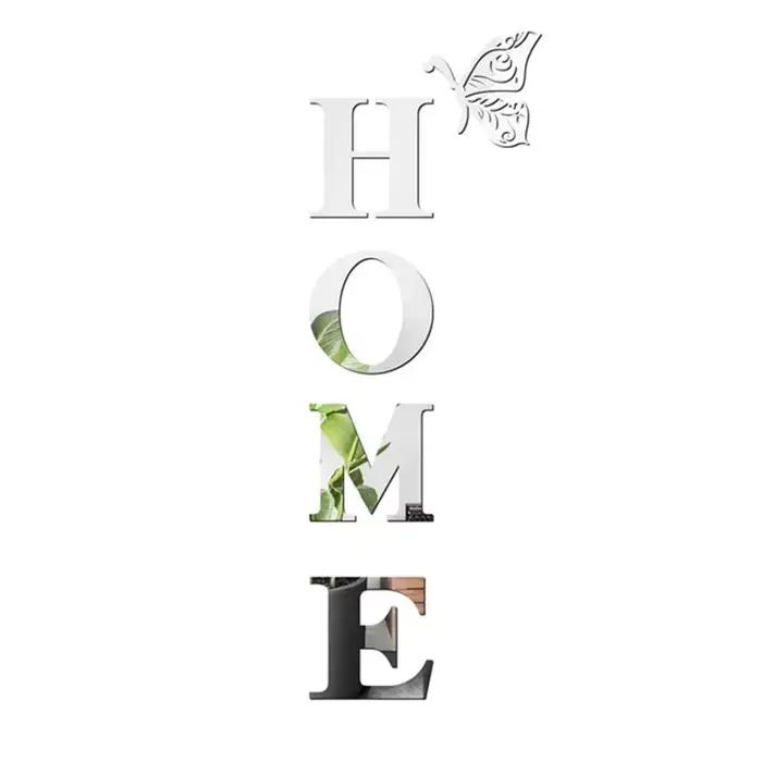 Autocollant mural miroir 3D avec Logo de maison, décoration d'entrée, décoration de la maison