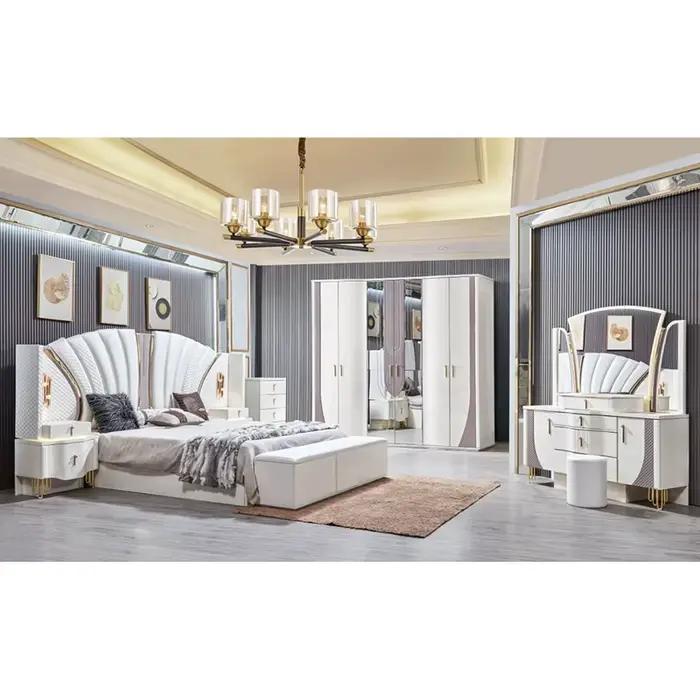 Un cadre en bois doré de luxe Royal, ensemble de lit Double King Size, maison Villa, Design moderne 