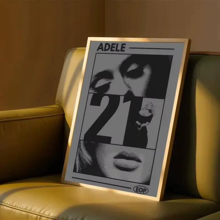 Affiches vintage classiques noires de la chanteuse Adele, décoration nordique pour la maison, le bar