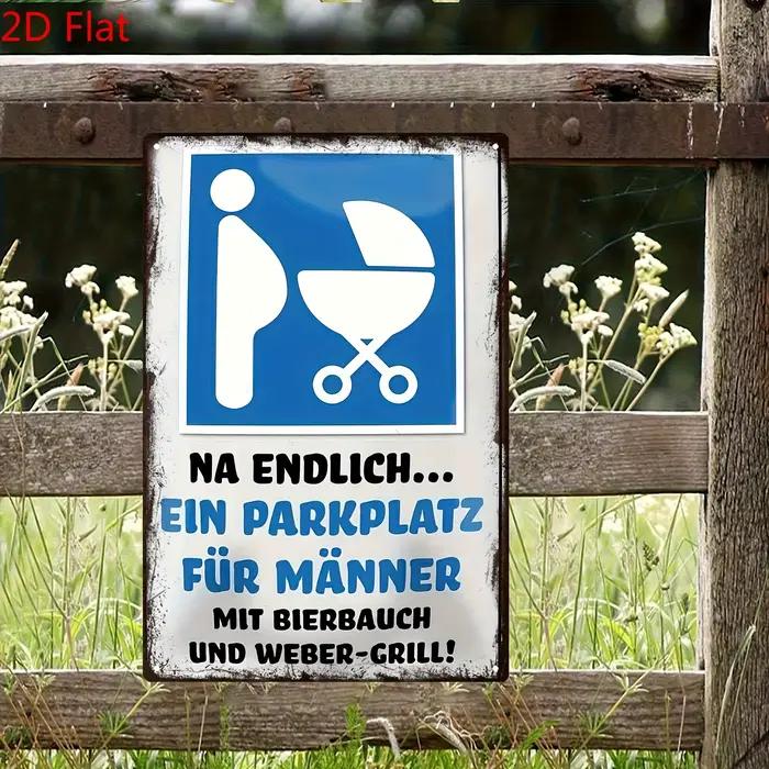 Panneau de stationnement plat 2D pour hommes, décoration de barbecue allemande amusante avec panneau