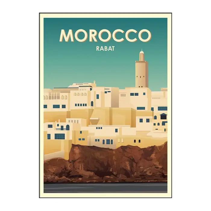 1 pièce, Affiche de voyage sans cadre Maroc Marrakech, Art mural de rue, Peinture sur toile, Impress