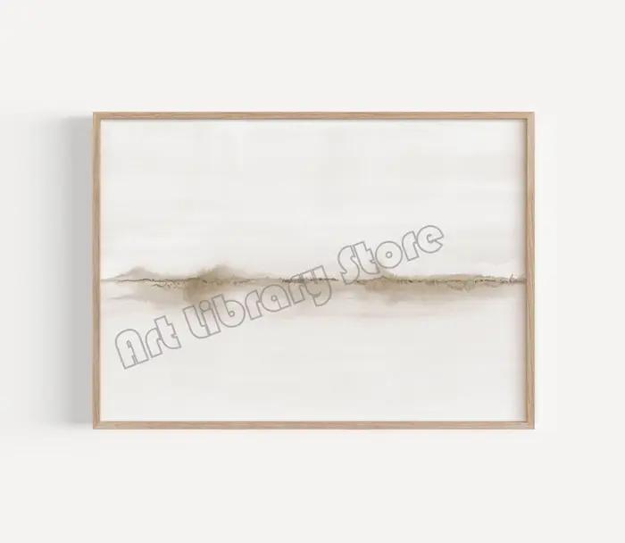 Peinture abstraite Beige noir gris, aquarelle, paysage minimaliste, affiche sur toile, images d'art 