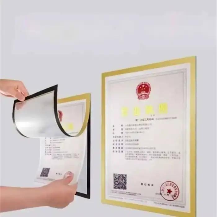 10 pièces Cadre magnétique auto-adhésif A4, support mural en PVC pour affiches, cadre photo, porte-p