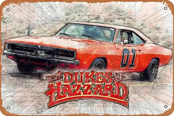 Affiche de film THE DUKES OF HAZZARD, logo rétro en étain, panneau métallique rétro, adapté au burea