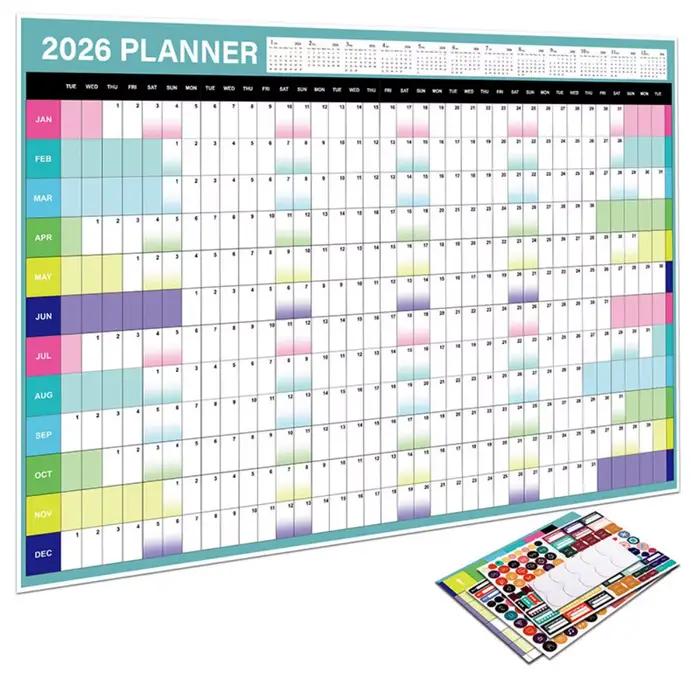 Nouveau calendrier 2026 grand calendrier mural 365 jours feuille de planification liste de choses à 