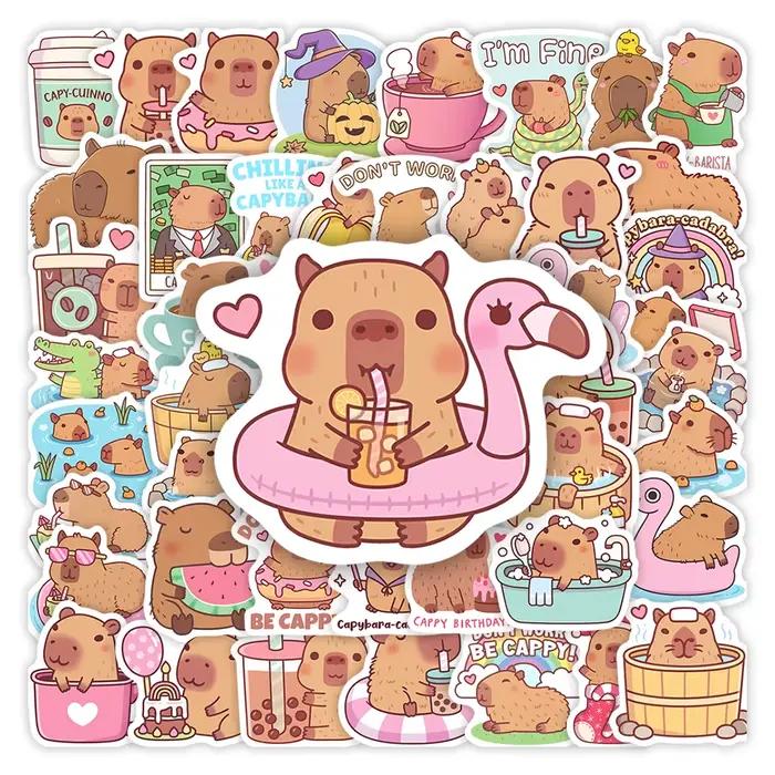 Autocollant Capybara de dessin animé mignon, Animal de compagnie amusant, jouets pour enfants, cadea