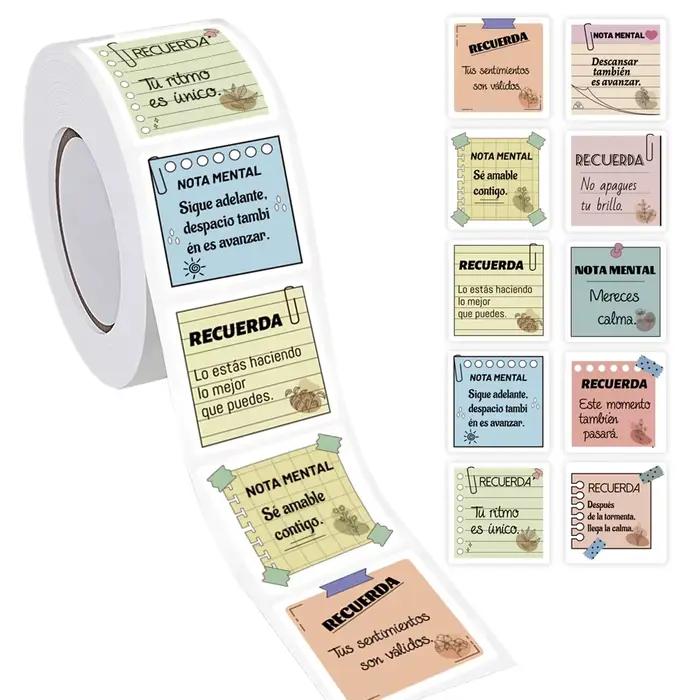 Rouleau d'autocollants de rappel mental espagnol, étiquettes de motivation pour Scrapbook auto-adhés