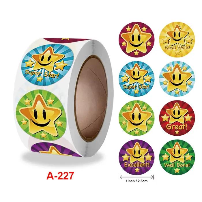 Autocollants en forme d'étoile à cinq branches, autocollants décoratifs avec visage souriant, étique