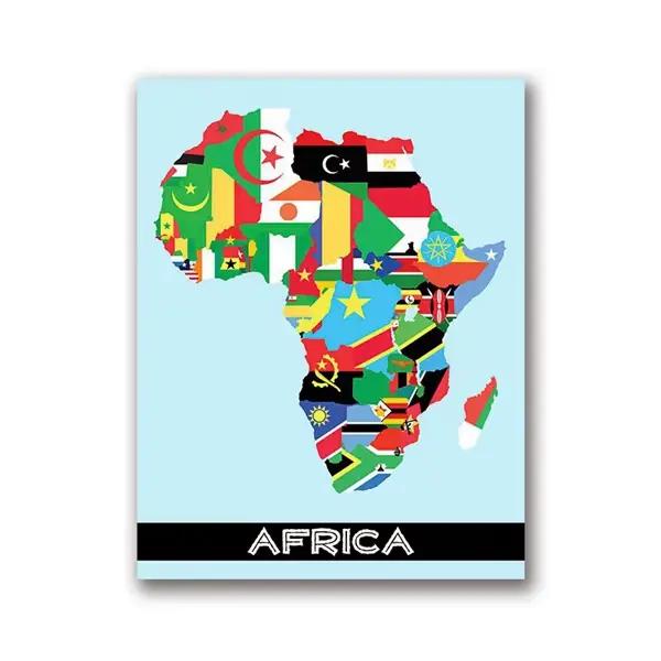 Affiche de toile d'art contemporain minimaliste, carte de l'Afrique, peinture murale, image imprimée