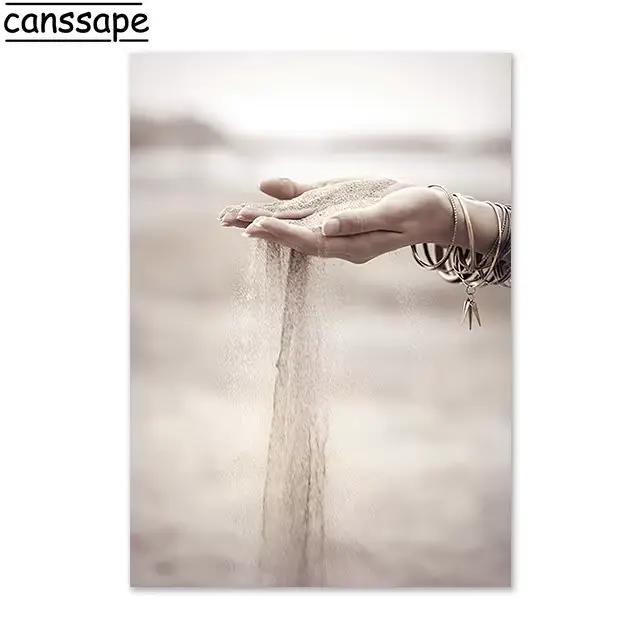 Toile de peinture de paysage Beige, roseau, pissenlit, fleur, images murales, mer, plage, sable, mai