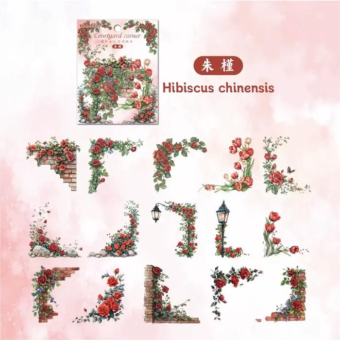 30 pièces fleurs coin autocollants PET autocollant paquet bricolage Journal décoration autocollant a