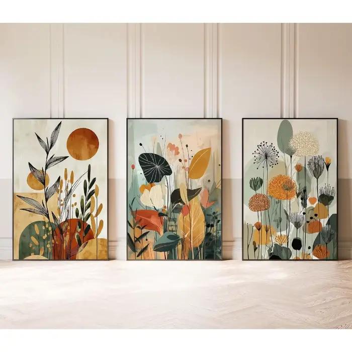 Lot de 3 affiches murales bohèmes sans cadre, décoration murale moderne et minimaliste pour salon, i