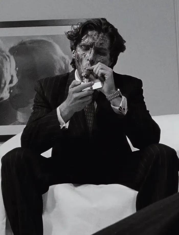 Affiche du film culte Patrick Bateman noir et blanc, peinture sur toile esthétique américaine Psycho