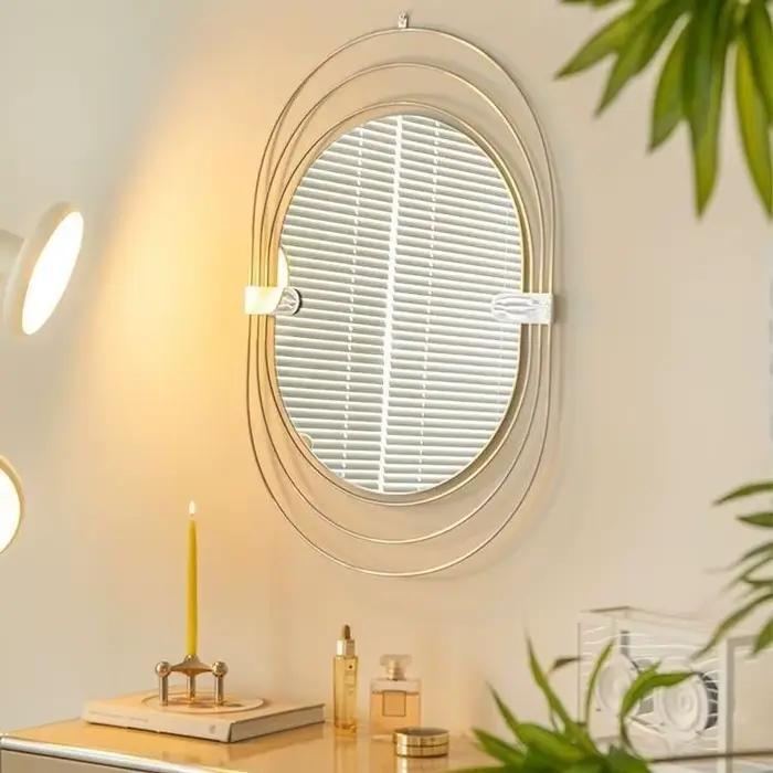 Miroirs muraux de maquillage pour salon, organisateur de miroirs de luxe européens horizontaux, oval