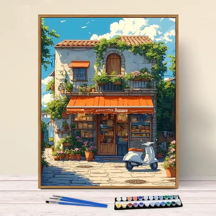 Peinture par numéros 40x50cm, kits de peinture par numéros sur toile, motif boulangerie, pour décora