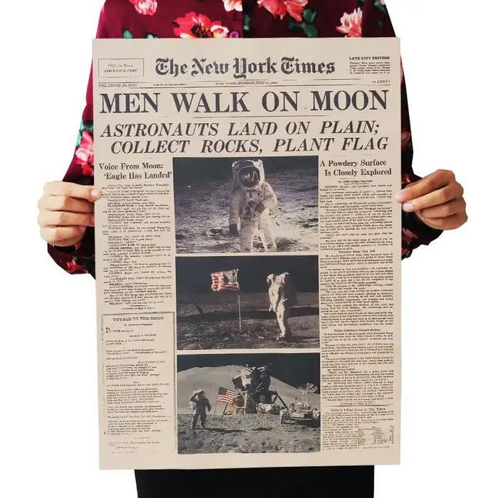 Affiche Vintage The Apollo 11 Moon Landing New York Times, autocollants de décoration de salle, déco