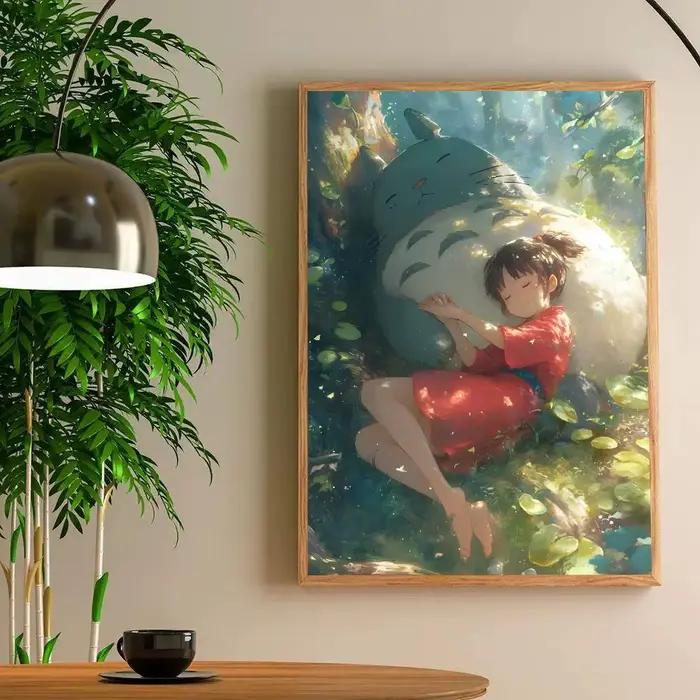 Affiches Anime T-Totoro, impression HD, décoration murale Vintage, pour la maison, la salle d'étude,