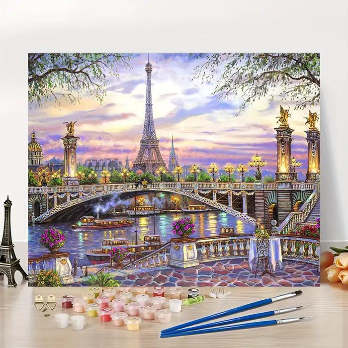 Peinture acrylique par numéros, peinture de paysage par numéros sur toile, coloriage par numéros pou