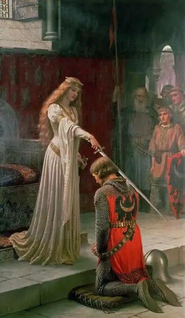 Peinture sur toile vintage sur le thème du chevalier médiéval Accolade, Edmund Blair Leighton, oeuvr