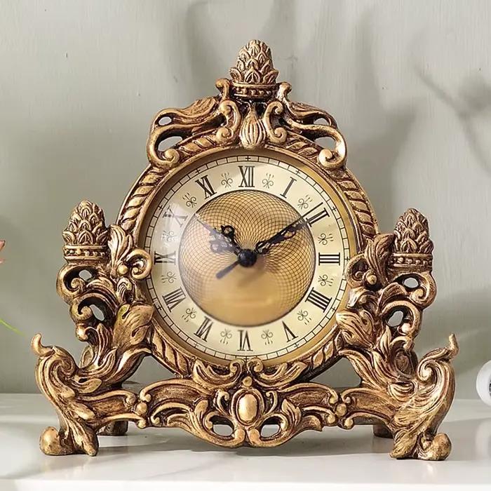Horloge analogique de bureau et de Table rétro de Style européen, fonctionne à piles avec mécanisme 